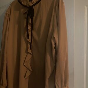 ELOQUII ruffle blouse with neck tie